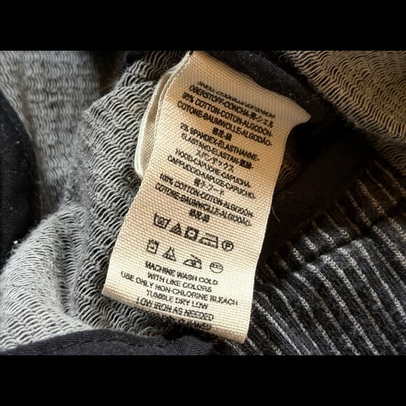 Free People Biker Jacket Medium Gray Black Motorcycle Hooded Belted Railroad - Picture 7 of 7